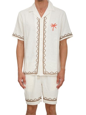 Camicia Liu Jo uomo in misto lino beige con ricami in UOMO