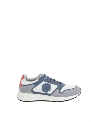 Sneakers blu BOSS uomo in mesh e suede in UOMO