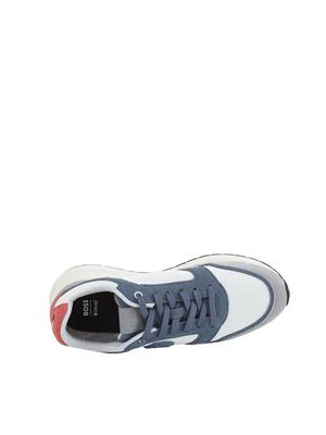 Sneakers blu BOSS uomo in mesh e suede in UOMO