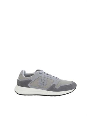 Sneakers grigie BOSS uomo in mesh e suede in UOMO