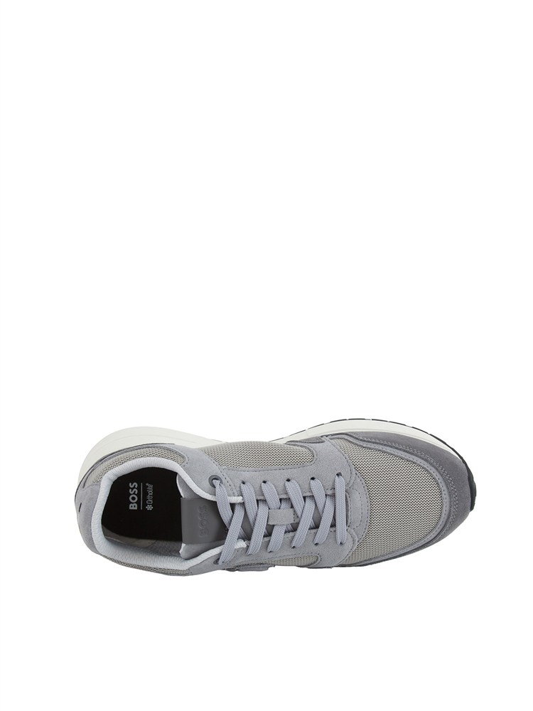 Sneakers grigie BOSS uomo in mesh e suede