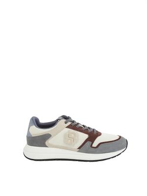 Sneakers marroni BOSS uomo in mesh e suede in UOMO