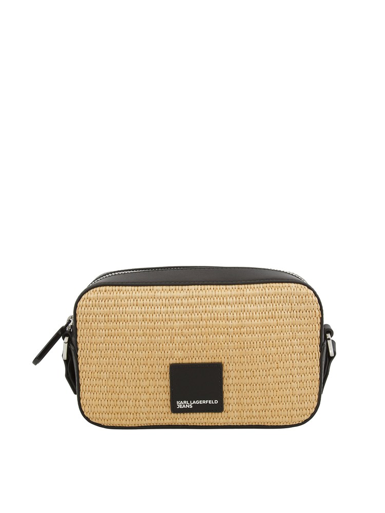 K.LAGERFELD Camera bag Karl Lagerfeld Jeans intrecciata beige