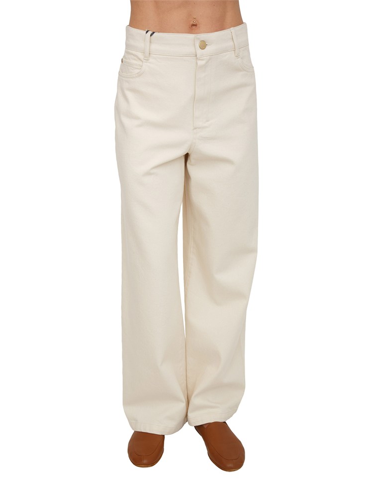 'S MAX MARA Pantaloni SMMZARINA Max Mara 'S in cotone elasticizzato crema