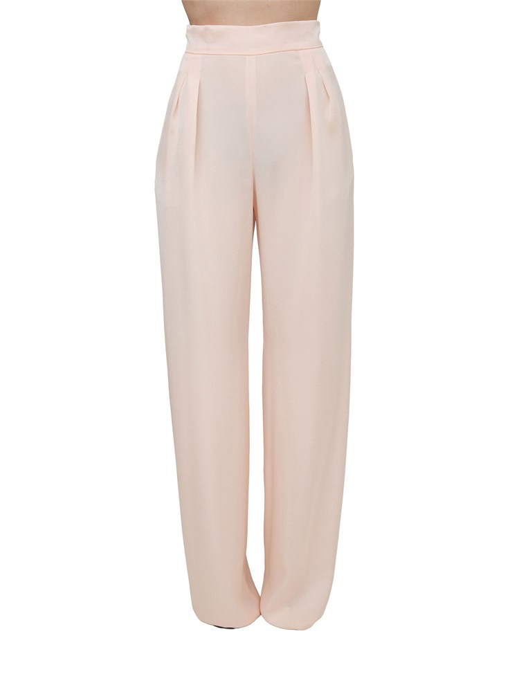 Pantalone MSEDIVO Max Mara Studio in satin rosa cipria