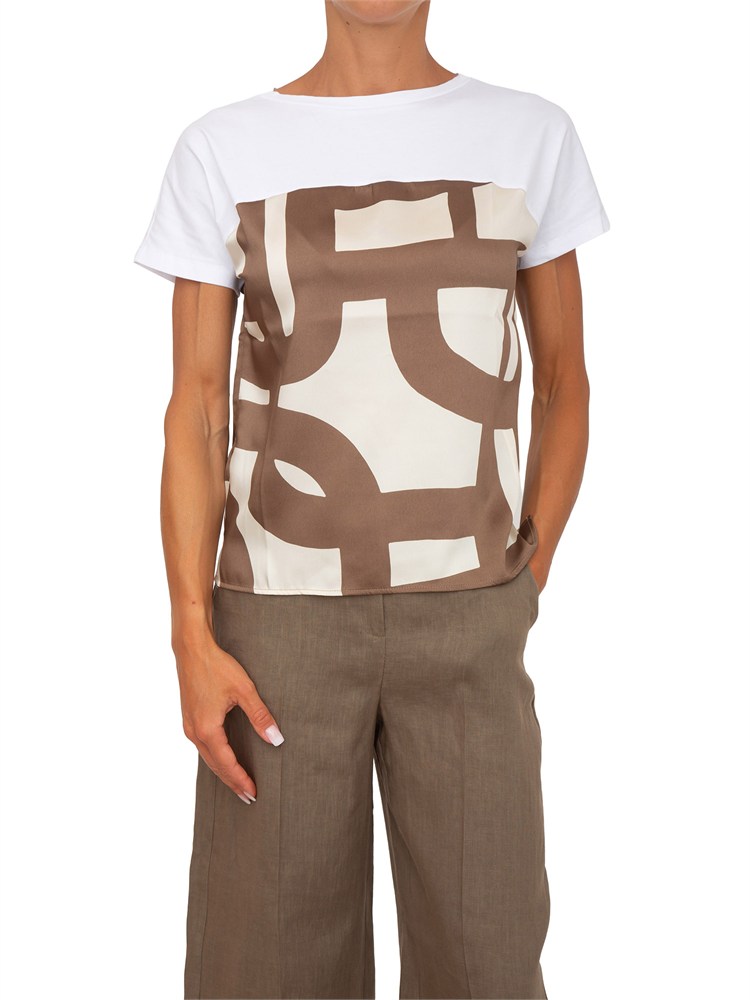 T-shirt Emmlampada Emme Marella in twill stampa marrone