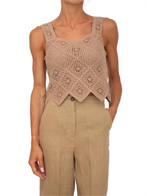 Top Emmcaladio Emme Marella in cotone crochet beige in DONNA