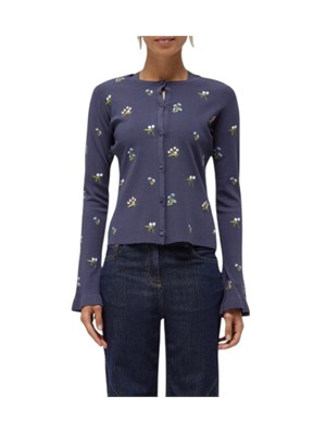 Completo (cardigan+top) Blugirl in viscosa blu ricamo fiori in DONNA