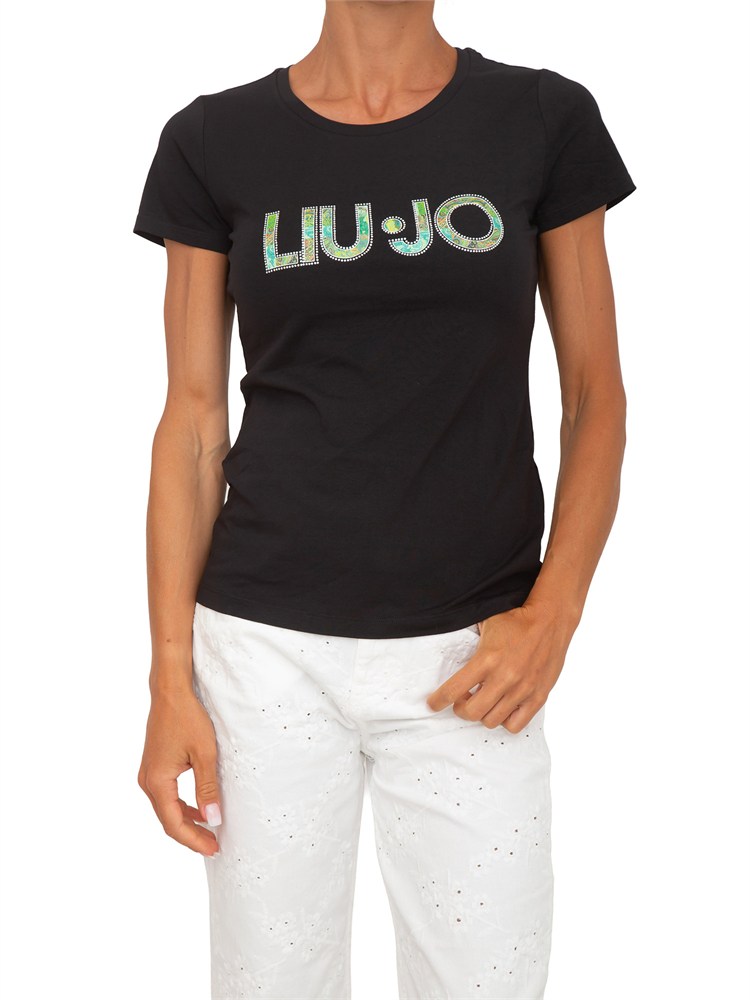 T-shirt nera Liu Jo donna in cotone