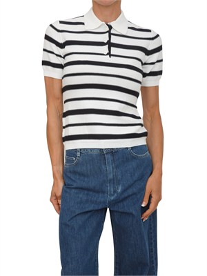 Polo MMLCARIOCA Max Mara MM in cotone bianco righe blu in DONNA