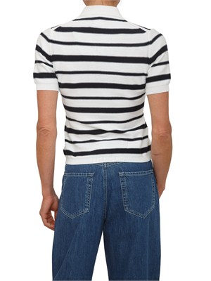 Polo MMLCARIOCA Max Mara MM in cotone bianco righe blu in DONNA