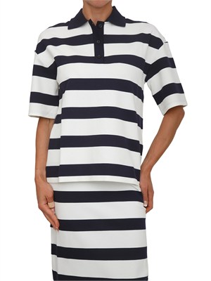 Polo MMLABETAIA Max Mara MM in misto viscosa bianca righe blu in DONNA
