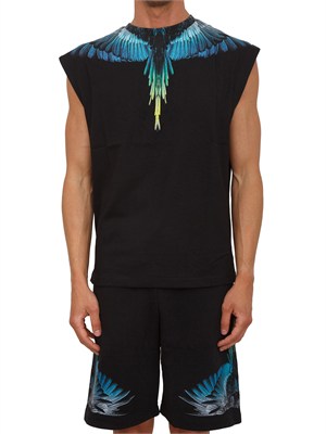 T-shirt smanicata nera County of Milan ali colorate in UOMO