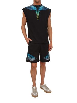 T-shirt smanicata nera County of Milan ali colorate in UOMO