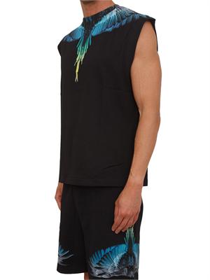T-shirt smanicata nera County of Milan ali colorate in UOMO