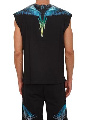 T-shirt smanicata nera County of Milan ali colorate in UOMO