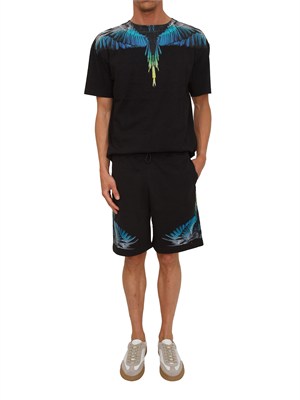 T-shirt nera County of Milan ali a contrasto colorate in UOMO