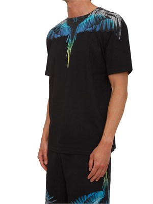 T-shirt nera County of Milan ali a contrasto colorate in UOMO