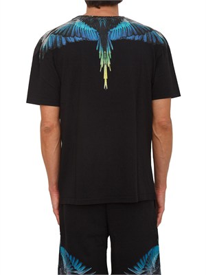 T-shirt nera County of Milan ali a contrasto colorate in UOMO