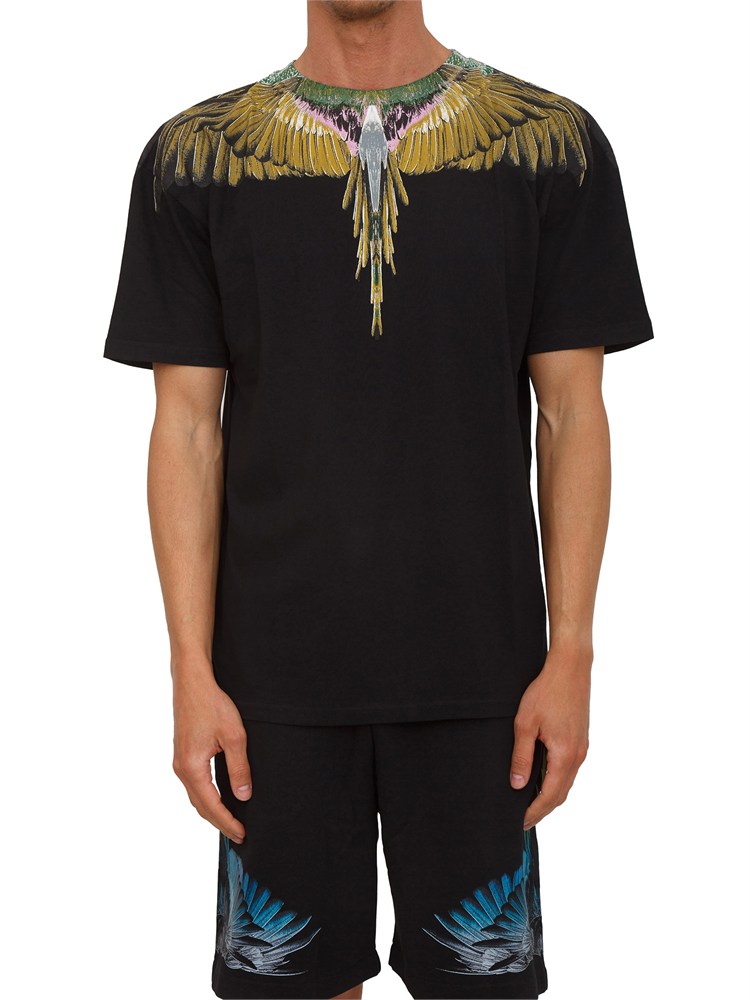 T-shirt nera County of Milan ali colorate