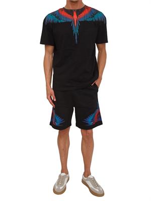 T-shirt nera County of Milan con ali colorate in UOMO