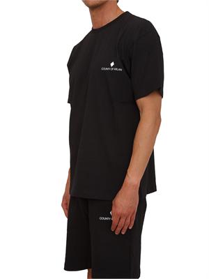 T-shirt nera County of Milan in cotone con logo in UOMO