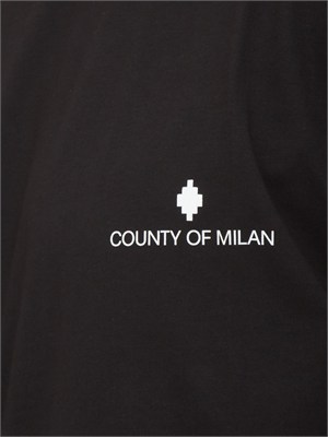 T-shirt nera County of Milan in cotone con logo in UOMO