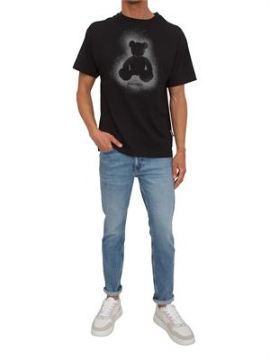 T-shirt nera Palm Angels stampa bear sfumata in UOMO