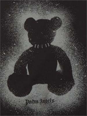 T-shirt nera Palm Angels stampa bear sfumata in UOMO