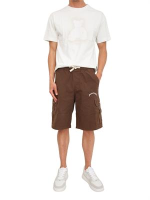 T-shirt avorio Palm Angels stampa bear sfumato in UOMO