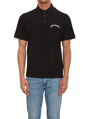Polo nera Palm Angels in cotone con logo in UOMO