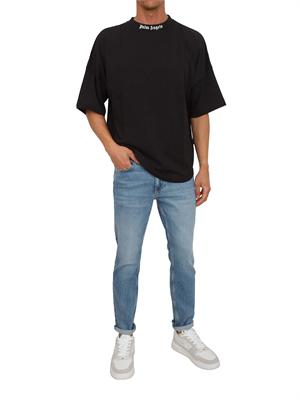 T-shirt nera Palm Angels losse fit logo sul collo in UOMO