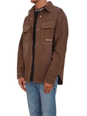 Camicia overshirt Palm Angels marrone con tasche in UOMO