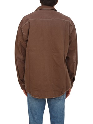 Camicia overshirt Palm Angels marrone con tasche in UOMO
