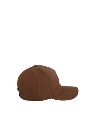 Berretto Palm Angels in cotone marrone logo ricamato in UOMO