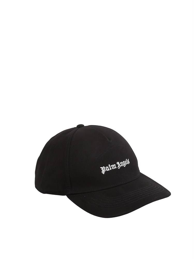 Berretto Palm Angels in cotone nero logo ricamato