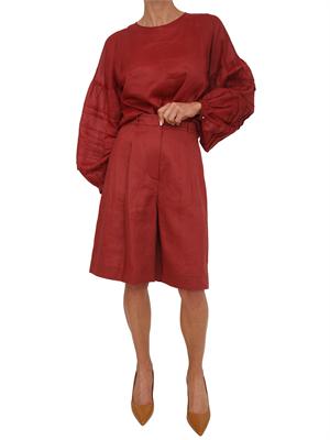 Bermuda rossi MSTCARAVAN Max Mara Studio in puro lino in DONNA