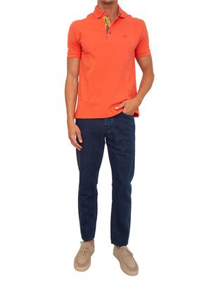Polo Etro uomo in cotone corallo logo ton sur ton in UOMO