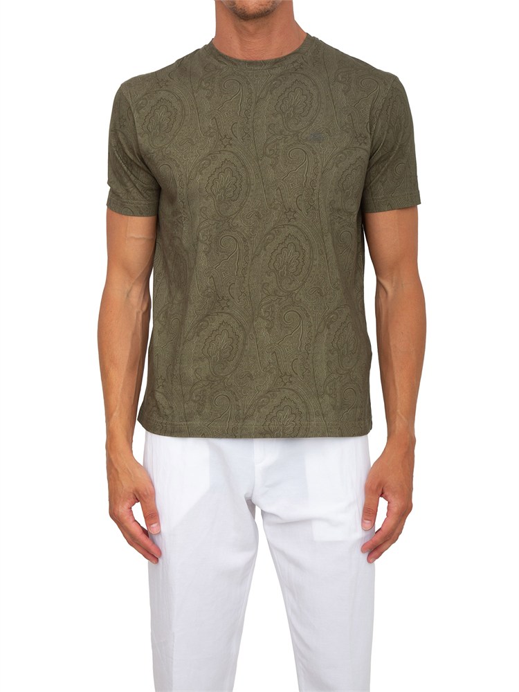 T-shirt Etro uomo fantasia Paisley verde