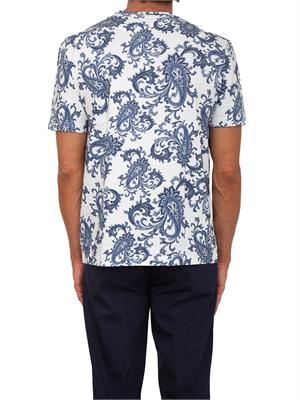 T-shirt girocollo Etro uomo in cotone fantasia Paisley blu in UOMO