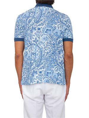 Polo Etro uomo in cotone fantasia Paisley azzurra in UOMO