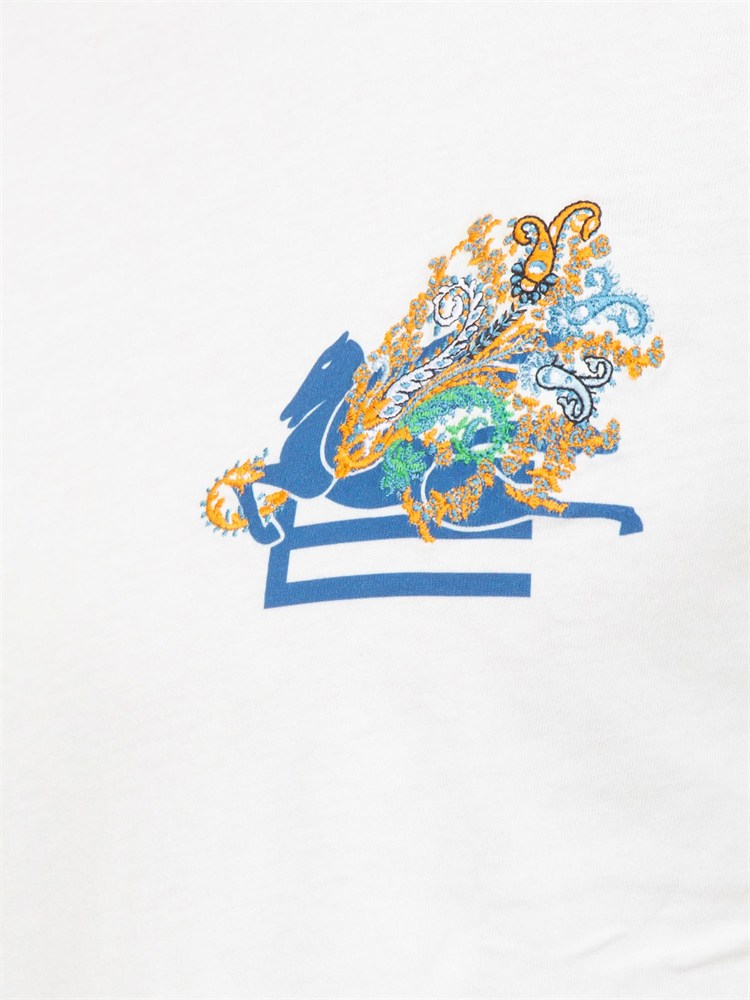 T-shirt bianca Etro donna in cotone e logo a contrasto