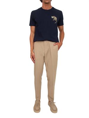 T-shirt girocollo Etro in cotone blu stampa leopardo in UOMO