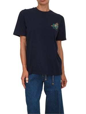 T-shirt Etro donna in cotone blu e logo a contrasto in DONNA