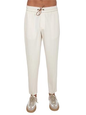 Pantaloni jogging Aiace Galassi in pregiata viscosa panna in UOMO