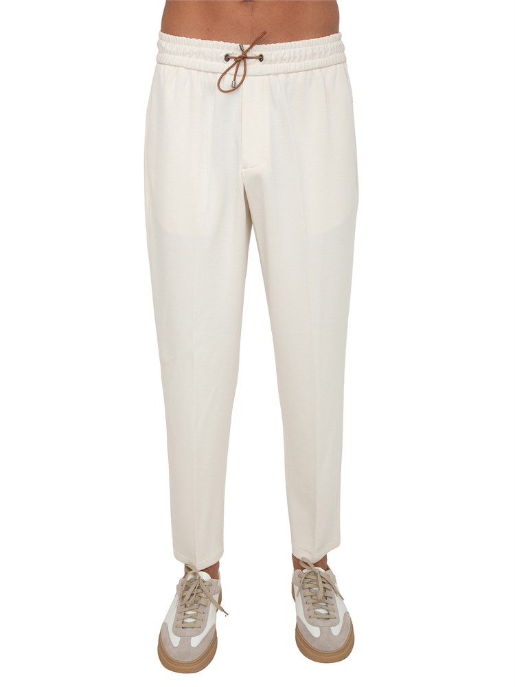 Pantaloni jogging Aiace Galassi in pregiata viscosa panna