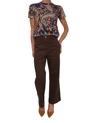 Jeans Etro donna in denim marrone motivo chevron in DONNA