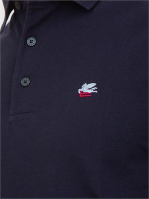 Polo Etro uomo in cotone blu logo ton sur ton in UOMO