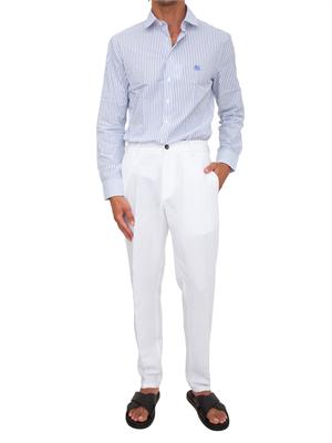 Camicia Etro uomo in cotone seersucker a righe azzurre in UOMO