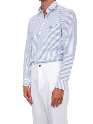Camicia Etro uomo in cotone seersucker a righe azzurre in UOMO